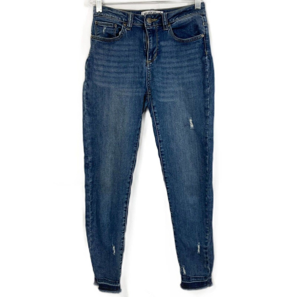 Velvet Heart Denim Womens Sz 26 Elsie Distressed Midrise Skinny Stretchy Ankle
